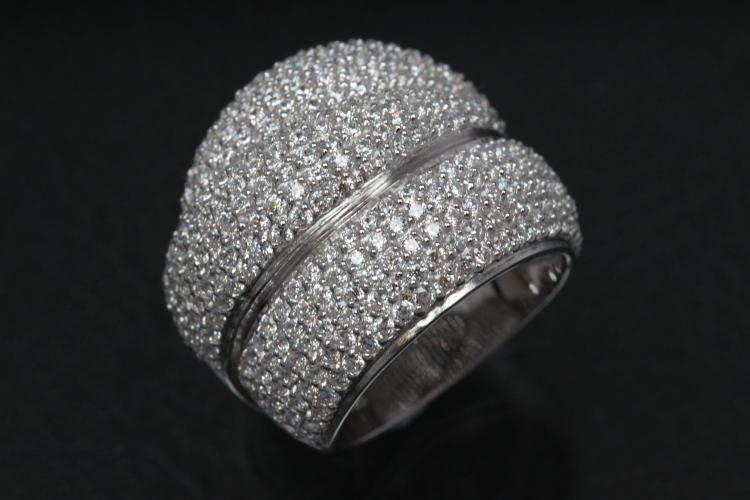 Ring Drei Bänder ineinander925/- Silber rhodiniert mit weißen Zirkonia, poliert