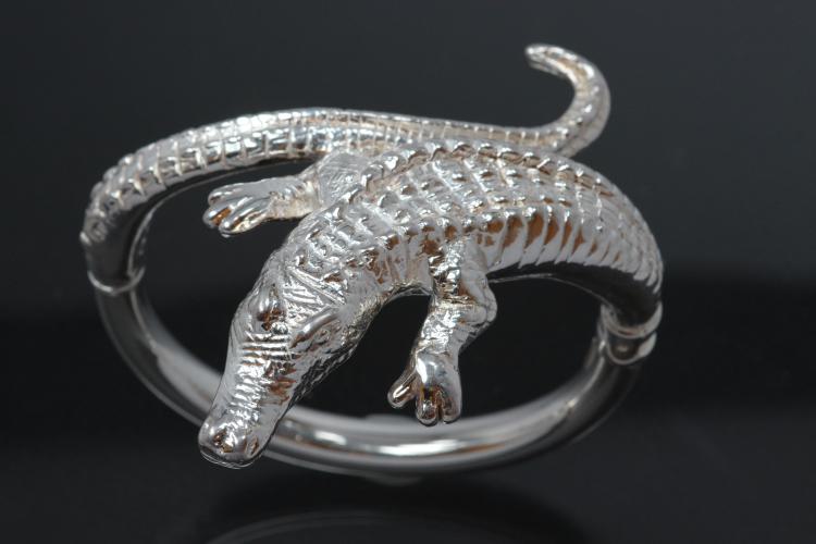 bangle crocodil vivid 925/- Silver hollow