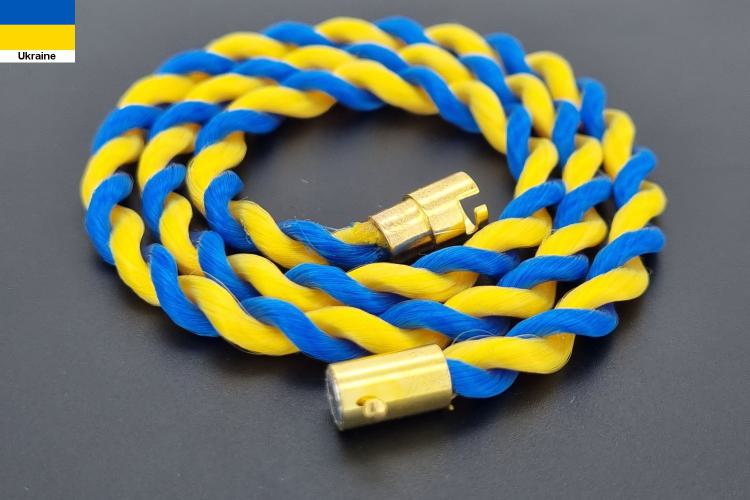 Fanartikel Seidenkordel - Collier, blau / gelb , Länge ca. 45cm