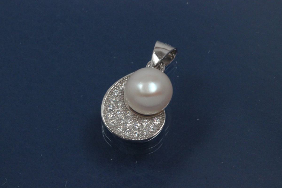 Pendent with similar to a halfmoon FWP and Zirconia 925/- Silver rhodium plated,