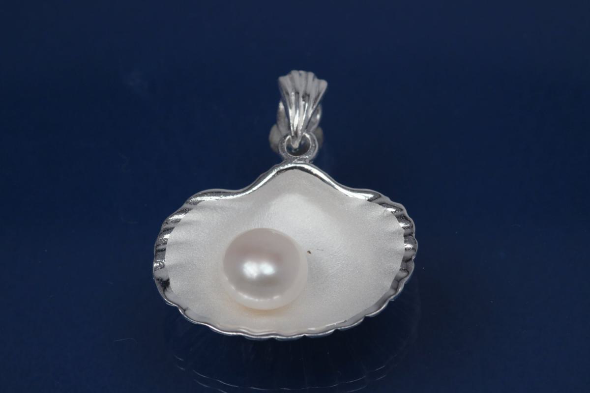 Pendant Sea Shell polished / sanded with FWP - Pearl 925/- Silver,