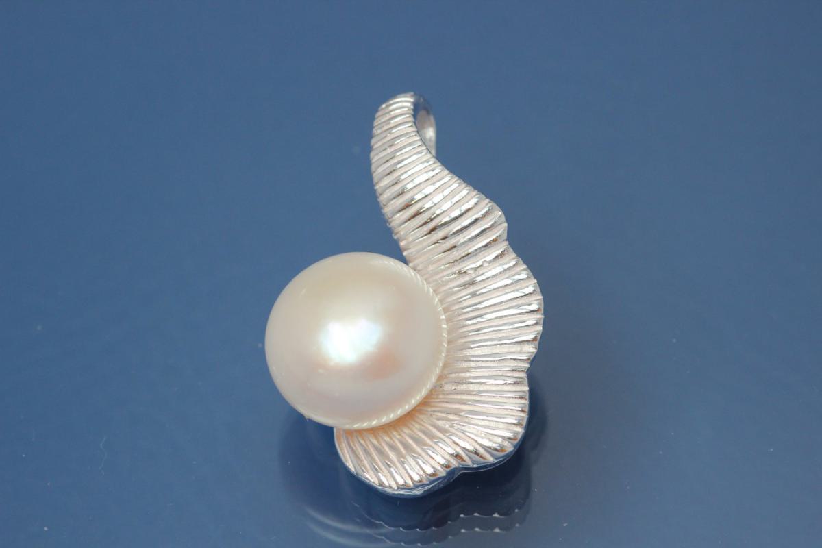 Pendant Seaweed with Pearl  925/- Silver