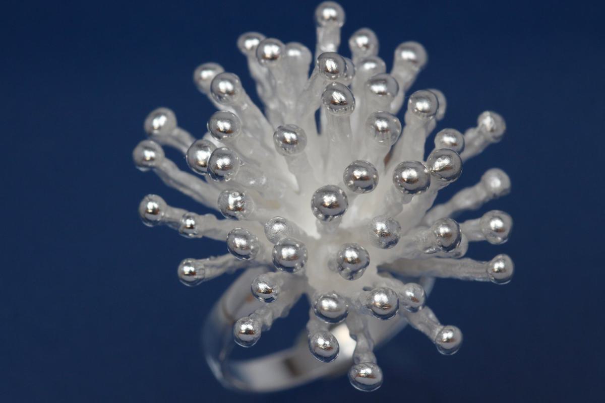 Ring, Sea Urchin Design 925/- Silver