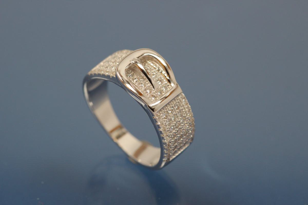 Ring 925/- Silver rhodium plated, with white Cubic Zirconia