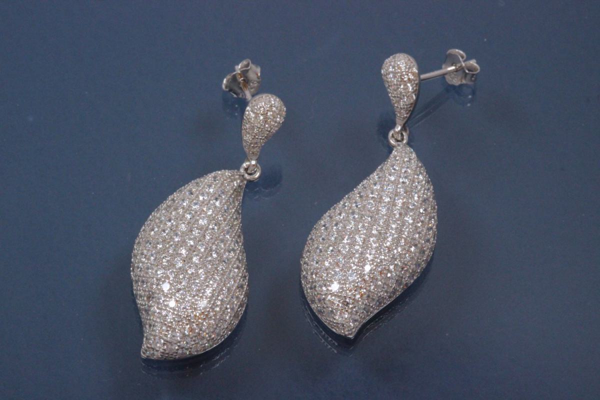 Ear post Teardrop with Oval 925/- Silber rhodium plated, approx size length 36,5mm, wide 15,0mm, thickness 6,0mm,