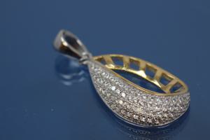 Pendant 925/- Silver rhodium plated / partially gold plated with Zirconia,