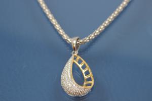 Pendant 925/- Silver rhodium plated / partially gold plated with Zirconia,