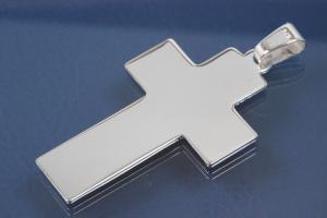 Pendant Cross 925/- Silver silver plated approx. sizes high 45,0mm including loop, wide 28,0mm, MS1,5mm,