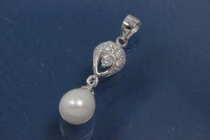 Pendent with Teardrop FWP-Teardrop shape and Zirconia 925/- Silver rhodium plated,