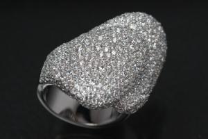 Ring Two Ovals 925/- Silver rhodium plated, with white Cubic Zirconia, polished