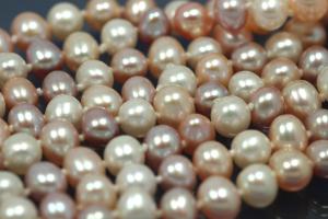 Potato multicolor Freshwater Pearls Necklace with 8-rows ca. Ø6mm , 8-rows and with 925/- Silver sliding clasp