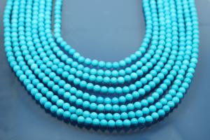 Turquoise Necklace (reconstructed) with 8-rows and 925/- Silver sliding clasp,
