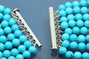 Turquoise Necklace (reconstructed) with 8-rows and 925/- Silver sliding clasp,