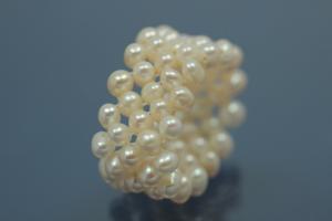 Pearl Ring 5-rows on elastic cord, Freshwater Pearls (FWP) white