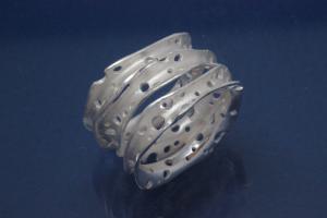 Ring with three halfround rings with holes 925/- Silver