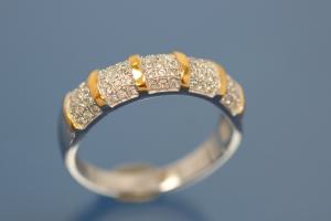 Ring bicolor 925/- Silver rhodium plated / partially gold plated, with white Cubic Zirconia