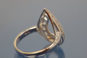 Ring bicolor 925/- Silber rhodiniert / teilvergoldet mit Zirkonia weiß, poliert