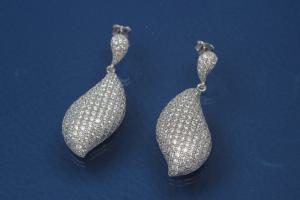 Ear post Teardrop with Oval 925/- Silber rhodium plated, approx size length 36,5mm, wide 15,0mm, thickness 6,0mm,