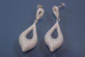 Ear post Two open Teardrop 925/- Silber rhodium plated, approx size length 43,0mm, wide 15,0mm, thickness 5,1mm,