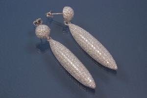 Ear post Halfball with Tipped Oval 925/- Silber rhodium plated, approx size length 47,1mm, wide 8,2mm, thickness 5,5mm,
