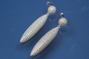 Ear post Halfball with Tipped Oval 925/- Silber rhodium plated, approx size length 47,1mm, wide 8,2mm, thickness 5,5mm,