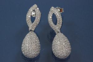 Ear post Teardrop with Navett 925/- Silver rhodium plated, appro size length 29,0mm, wide 10,0mm, thickness 5,0mm,