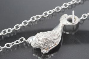 Collier Löwe plastisch hohl 925/- Silber mit Rundankerkette und Knebelverschluß