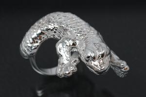 Ring Waran plastic hollow 925/- silver, ring width 49