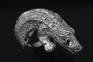 Ring crocodile plastic 925/- silver, hollow
