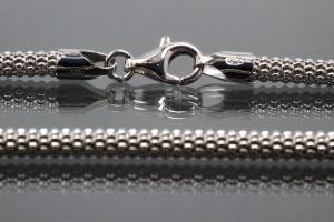 Popcorn Chain Necklace approx. size Ø3,7mm with trigger clasp, 925/- Silver rhodium plated