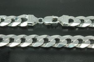 Curb chain 6 sides diamond cut 925/- Silver with trigger clasp, approx. width 14,0mm