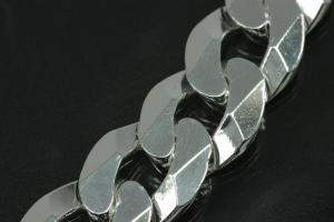 Curb chain 6 sides diamond cut 925/- Silver with trigger clasp approx. width 15,6mm