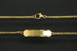 Schildarmband mattiert 333/- massiv mit Zopfkette ca. Maße Länge 19,0cm, Breite Ø1,7mm, Schild 25x5,3x0,6mm